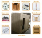 Sauna bath indoor wooden 4 people traditional dry steam shower room