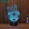 SC3D-038 Crown Football 3D Illusion LED Soccer USB Lamp Night Light 7 Color Changing Custom Soccer Fans Gifts