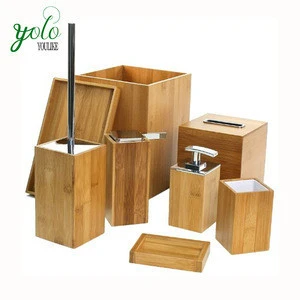 Set of 8 Wooden bamboo Bathroom Accessory Set