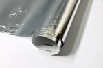 Silver Floral Pattern Oil proof Wallpaper Kitchen Decoration Water proof 3D Self Adhesive PVC Aluminum Foil Film