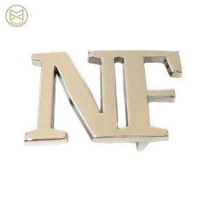 Skillful Manufacturer Silver Custom Letter Metal Logo Brand Name Belt Buckle