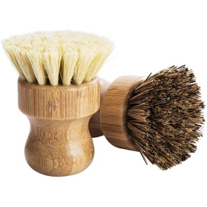Small Bamboo Dish Scrub Brush Natural Scrub Cleaning Brush Vegetable Brush for Dishes Cast Iron Pots Pans