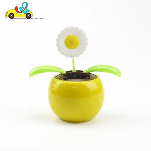 Smile funny flower desk toy solar solar dancing 2 green-leaves flower design with butterfly//