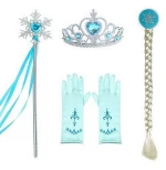 Snow Queen Princess Elsa Frozen Dress Anna Costumes Birthday Party Dress Up for Little Girls 4 PCS Accessories 2-10 Year CN640