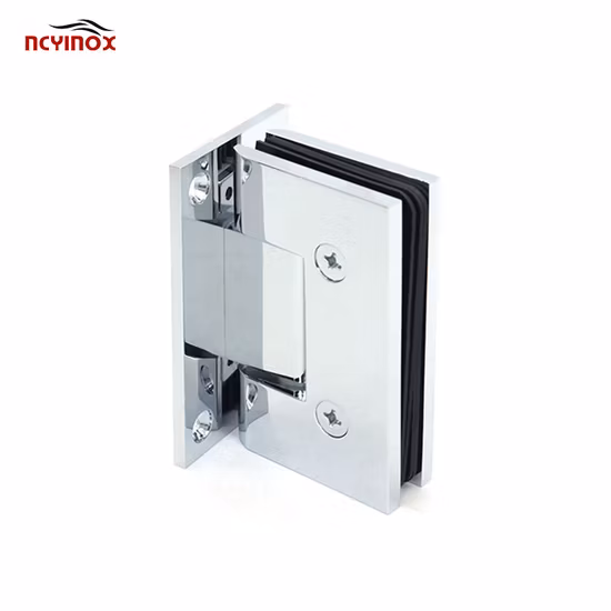 90 Degree Solid Brass Wall to Glass Full Back Plate Shower Hinge with Offset 5 Degrees