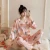 Import Spring new V-neck simulation silk pajamas womens long-sleeved home wear two-piece sleepwear from China