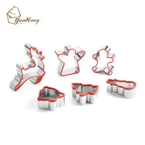 Stainless Steel Christmas Cookie Cutters with silicone Grip, Assorted Shapes Biscuit Molds