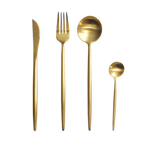 Stainless Steel Cutlery Gold Luxury Portable Travel Flatware Set