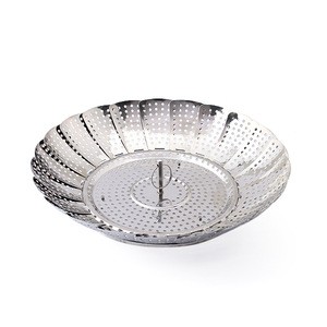 Stainless steel foldable vegetable steamer basket adjustable collapsible