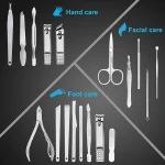 Stainless Steel Nail Clippers Cutter Kit Nail Care Manicure Set with Leather Case 18 Pcs Manicure Clipper Set