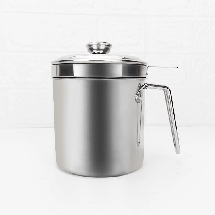 Stainless Steel Oil Strainer Pot Container Jug Storage Can with filter