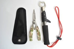 Stainless Steel Portable Fish Lip Gripper With Camouflage Stainless Steel Fishing Pliers Fishing Tools Set