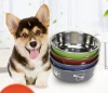 Stainless Steel Rounded custom logo pattern design cat dog pet bowls feeders