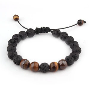Stress Relief Yoga Beads Adjustable Bracelet Anxiety Aromatherapy Essential Oil Diffuser Healing Lava Bracelet for Men Women