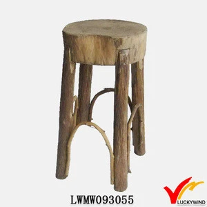 Sturdy Original Texture Vintage Handmade Wooden Bar Chair