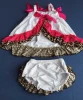 Summer fashion baby girl shoulder straps double ruffle skirt with ruffle shorts girls&#039; clothing sets
