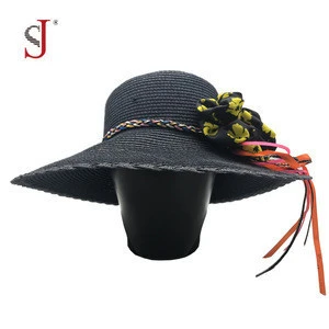 Summer Fashion Sun Protection Wide Brim Bucket Hat Woman Cap Straw Hat Beach Hat With Flowers
