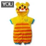 Summer short sleeve baby romper with hat 2 pcs newborn baby clothes