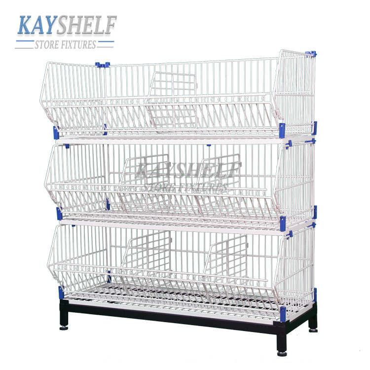 Buy Supermarket Stacking Basket Display Rack Convenience Store Wire ...