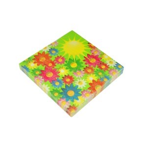 Supply 13"X 13" 1/4 fold high quality  paper napkin with decorative flowers printed for restaurant table runner