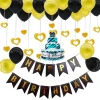 Three Layer Birthday Cake Balloon Pink Blue Black Latex Balloons Happy Birthday Banner Birthday Party Supply Home Decoration