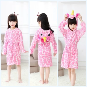 Towel Childrens Star Unicorn Hooded Bathrobes For Girls pajamas Kids Bright Colored Sleepwear Robe