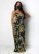 Import V Neck Printed Spaghetti Strap Sleeveless Loose Maxi Summer Dress(without mask) from China