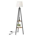 VASAGLE Living Room Bedroom Metal Legs Rustic Antique Standing Reading Lamp Floor Lamp with LED Bulb Lamp Shade