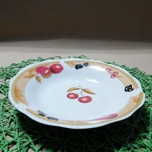 vegetable decal cut edge soup plate 8", wholesale bulk custom printed ceramic  plates