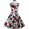 Vintage styles floral printed woman cocktail dress sleeveless design