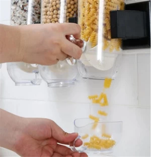 Wall-Mounted Canister Cereal Dispenser Cereal Dispenser Double Single Dry Food Snack Grain Canister Plastic Storage