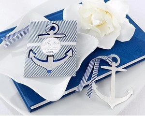 Wedding &quot;Anchor&quot; Nautical Theme Brushed Metal Bookmark