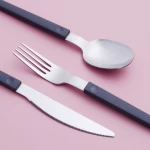Western nordic style 3 pcs Dinner Spoon Fork Knife Plastic Handle Silverware Cutlery With Color Handles