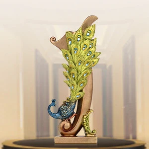 Whole Sale Wedding Home Decoration Chinese Style Modern Peacock Resin Flower Vase