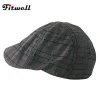 wholesale 100% cotton custom design tweed flat cap reporters hat ivy cap