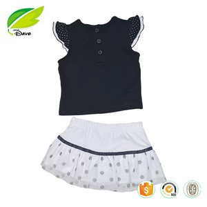 Wholesale baby clothes girls clothing set short sleeve tops+dress baby clothes 2pcs set