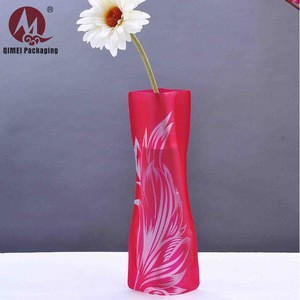 Wholesale biodegradable foldable stand up small clear plastic flower decor vases