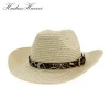 Wholesale Cheap Summer Outdoor Protection Sun Cowboy Straw Hat With Leopard Belt For Men