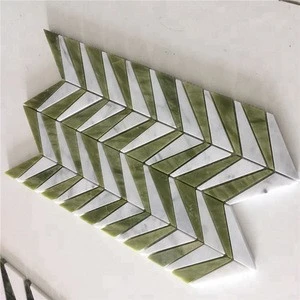 Wholesale China Ming Green Leaf Shape Water Jet Cut Stone Mosaic Tile