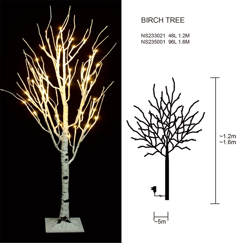 Wholesale Christmas outdoor decorative light garden outdoor decoration imitative Birch Tree outdoor tree light