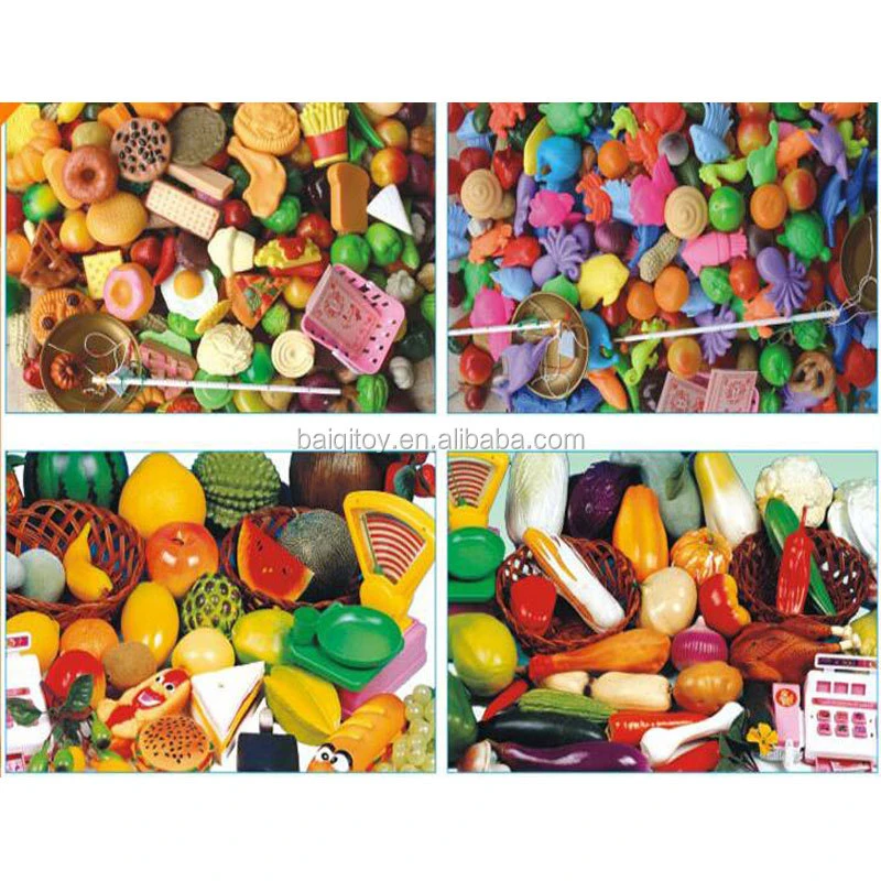 Wholesale Classic Kitchen Toys Pretend Play Set 24PCS Miniature Plastic Food Toy Cut Fruits And Vegetables For Kids