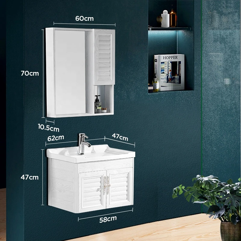 Wholesale Custom Modern Wall-Hung Type Bathroom Aluminium White Vanity Cabinet