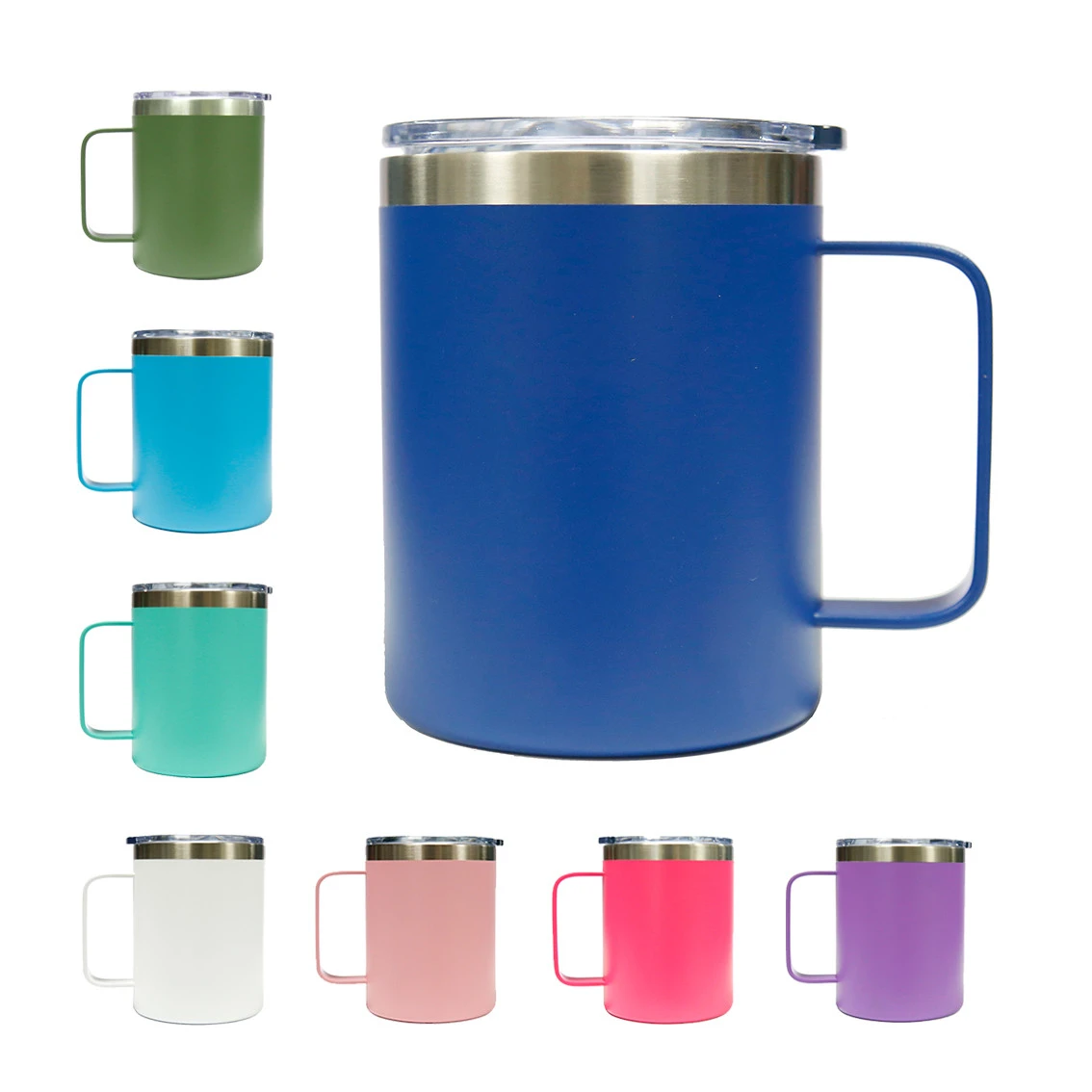 wholesale double wall thermos vacuum 12oz tumbler stainless steel travel mug cups with handle