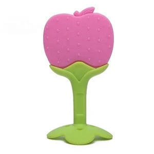 Wholesale Factory  Silicone Fruit Baby Teether Toys Babi Food Grade Silicon Kids Fruit Apple Teether