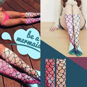 Wholesale fashion design custom knee high novelty mermaid socks with low price