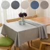 Wholesale Flax Wedding Rectangle Restaurant Blue Table Cover Hotel Home Waterproof Oilproof Solid Cotton Linen Tablecloth