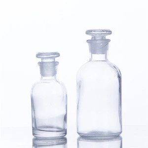 Wholesale glass reagent bottle customized high quality 100ml pharmaceutical glass apothecary jar with airtight glass stopper