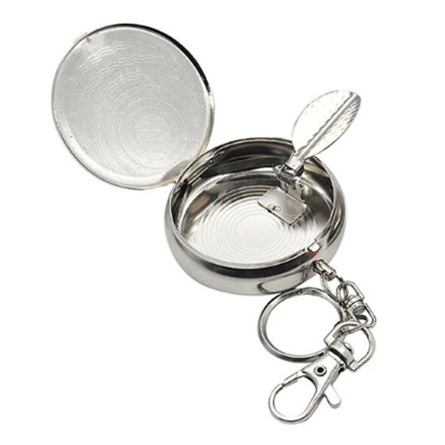 wholesale metal Pocket Ashtray with Key Chain Mini Portable Car ciger Ashtray with high quality