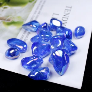 Wholesale Precious stone Aura dark blue crystal gemstones Tumbled Stone Gravel crystals healing stones