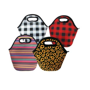 Wholesale price RTS sunflower neoprene lunch bag lunch tote bag